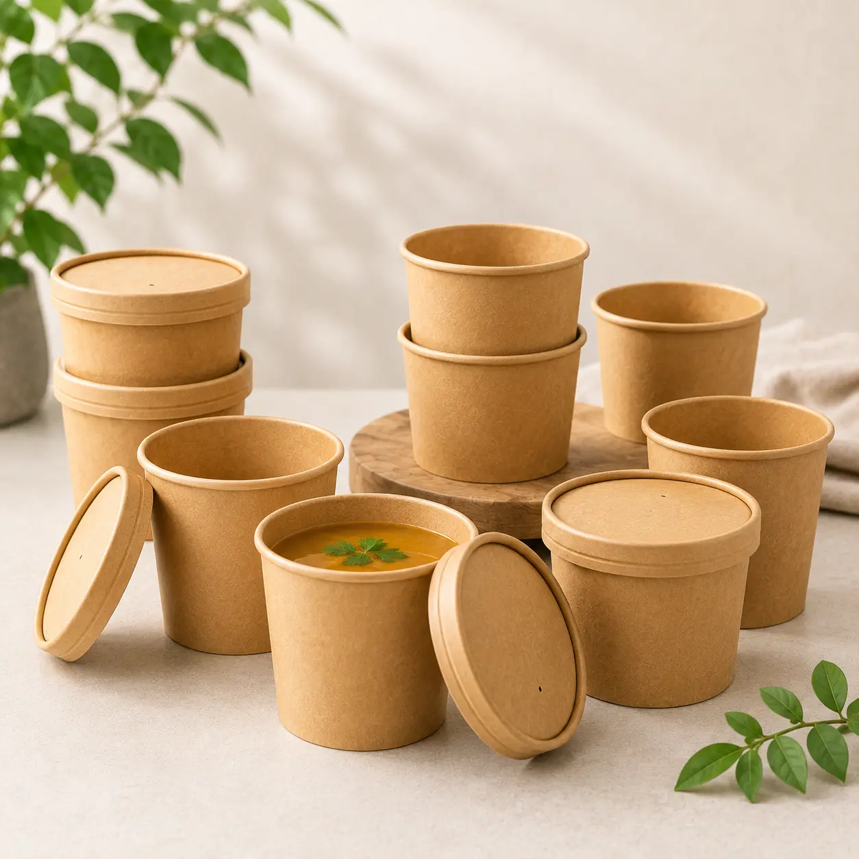 Kraft paper soup cups